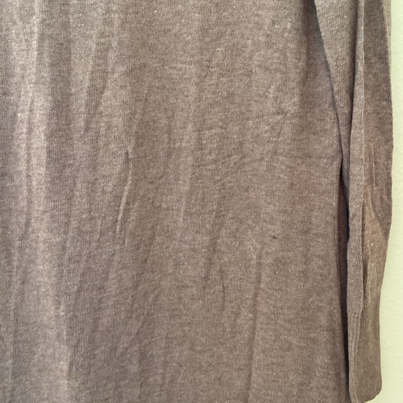 H by Halston Open Front High Low Duster Cardigan Long Sleeve Heather Iron Taupe - Picture 9 of 13